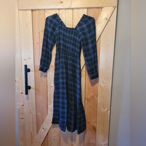 Madewell Plaid Long Sleeve Midi Dress